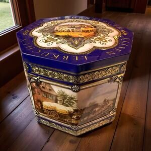 Vintage Wicklein Lebkuchen Tin German Made Gingerbread Collectible Canister Box